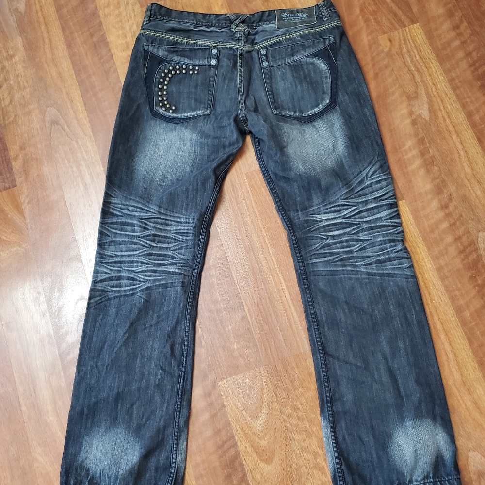 Men’s Etzo Denim Embellished Studded Jeans 36 Waist 33” leg